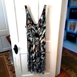 StarVixen XL stretch lined dress  fitted waist w/decorative buckle v-neck padded